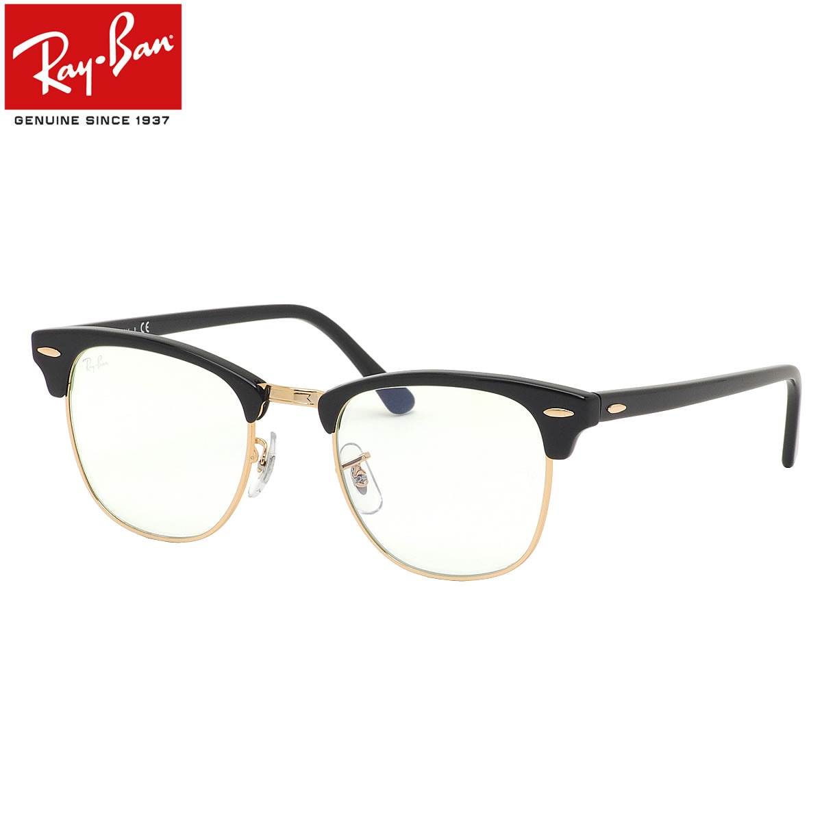 Ray-Ban サングラス RB3016 901/BF 51 レイバン CLUBMASTER クラブマスター EVERGLASSES エバーグラス クリアレンズ ブルーライトカット テレワーク PC用 スマホ用 メンズ レディース