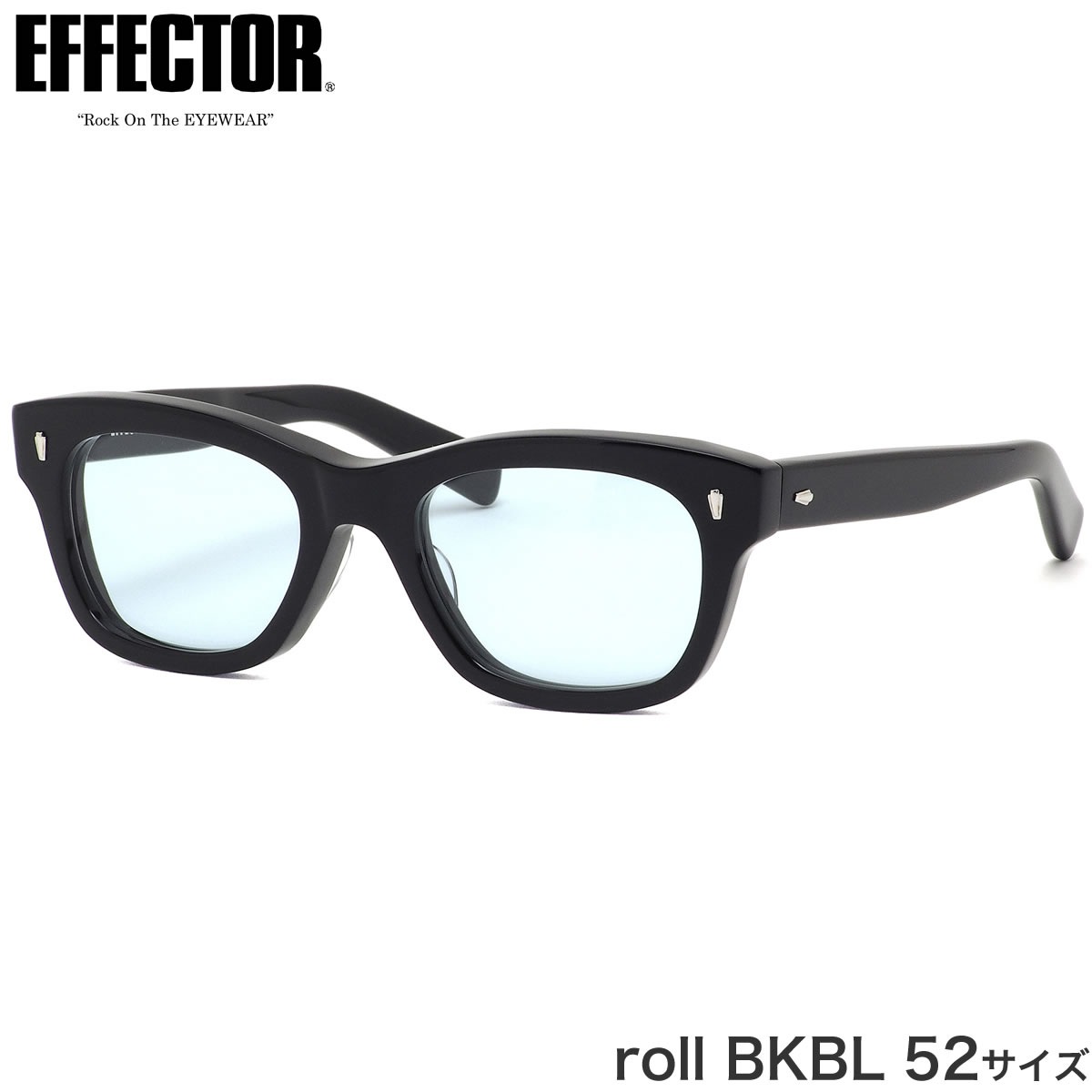 エフェクター EFFECTOR サングラス /roll BKBL 52サイズ /roll ロール ウェリントン made in Japan 鯖江 肉厚 黒縁 くろぶち ブルー /メンズ レディース