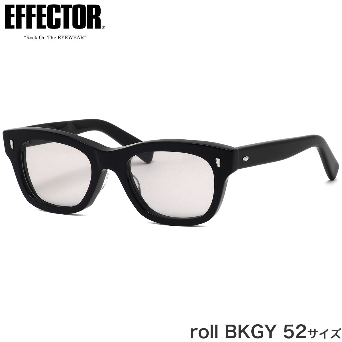エフェクター EFFECTOR サングラス /roll BKGY 52サイズ /roll ロール ウェリントン made in Japan 鯖江 肉厚 黒縁 くろぶち グレー /メンズ レディース