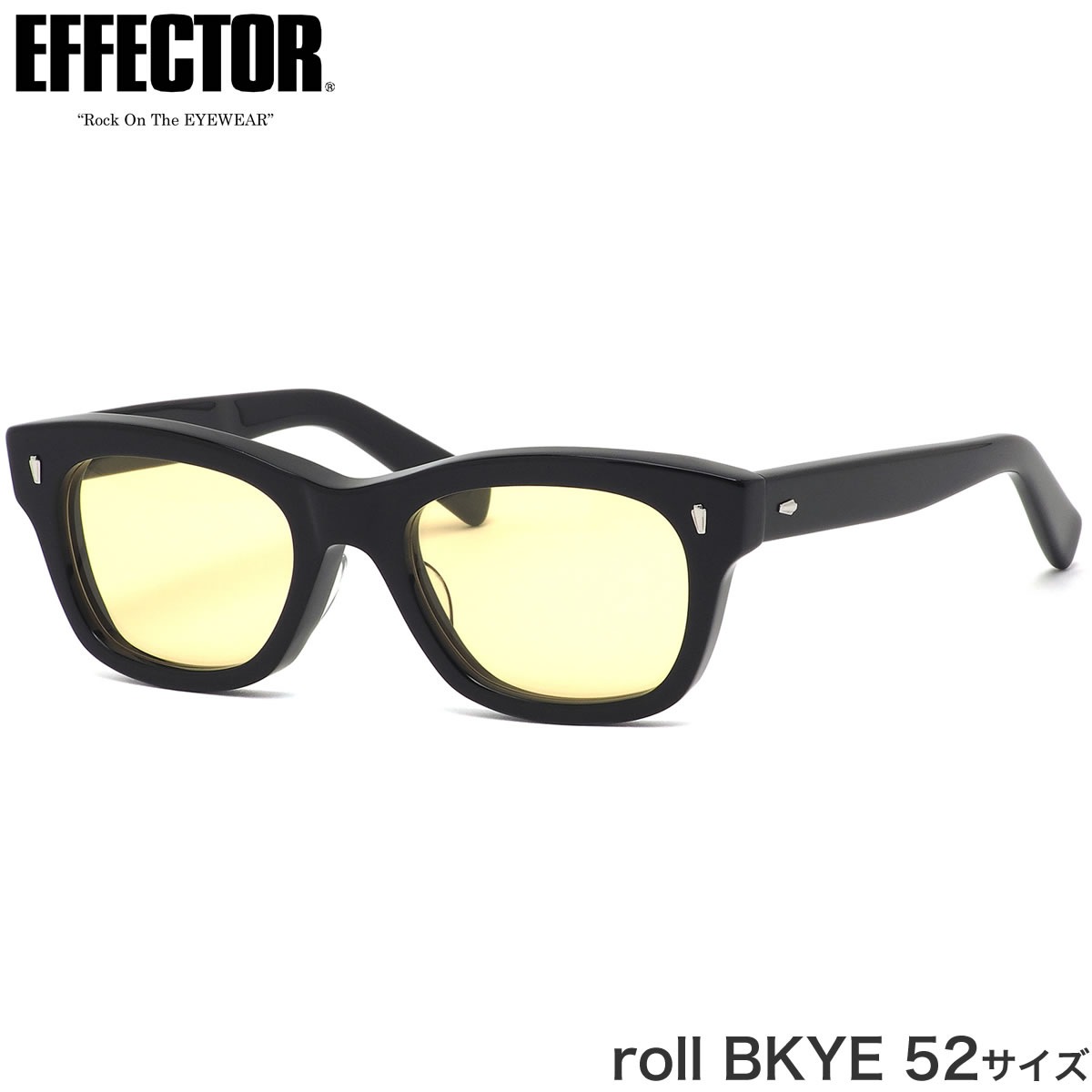エフェクター EFFECTOR サングラス /roll BKYE 52サイズ /roll ロール ウェリントン made in Japan 鯖江 肉厚 黒縁 くろぶち イエロー /メンズ レディース
