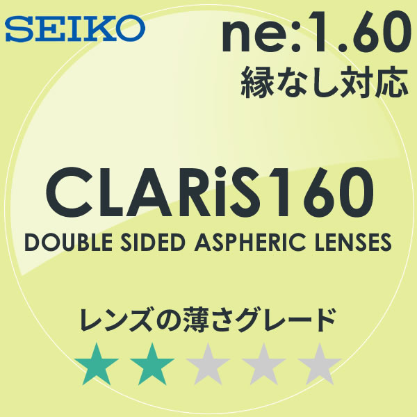 SEIKO セイコー)両面非球面メガネレンズ CLARiS160 クラリス160)