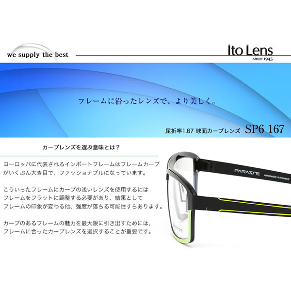 SP6 167 ITO LENS イトーレンズ レンズ 1.67 球面 カーブ 度付き