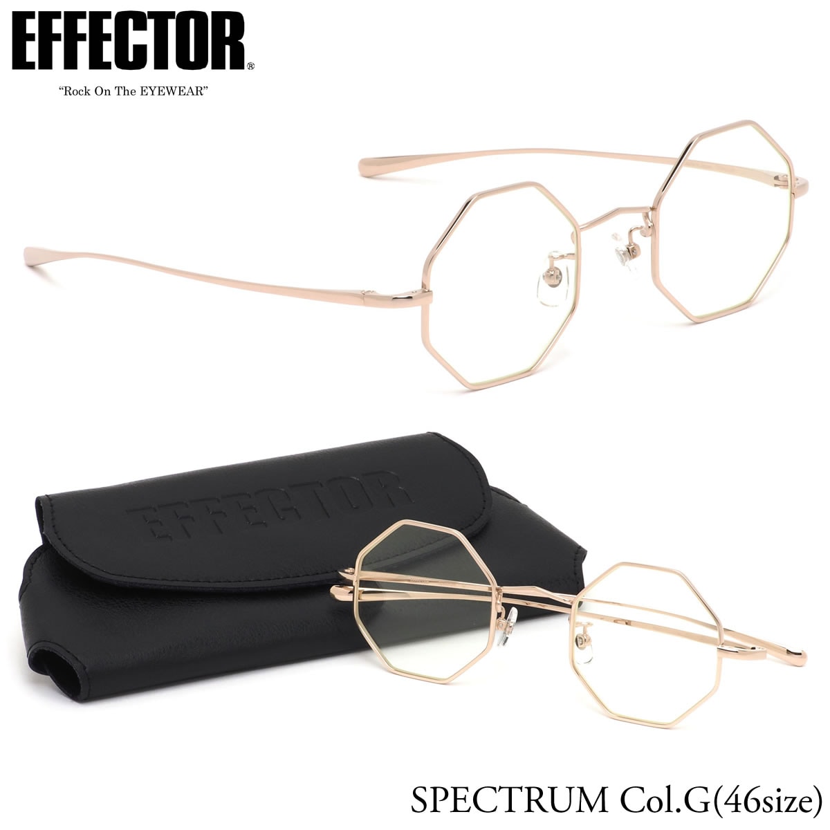 エフェクター EFFECTOR メガネ 伊達メガネセット /SPECTRUM G 46サイズ /スペクトラム UVカット仕様 日本製 伊達メガネレンズ付き /エフェクター EFFECTOR メンズ レディース