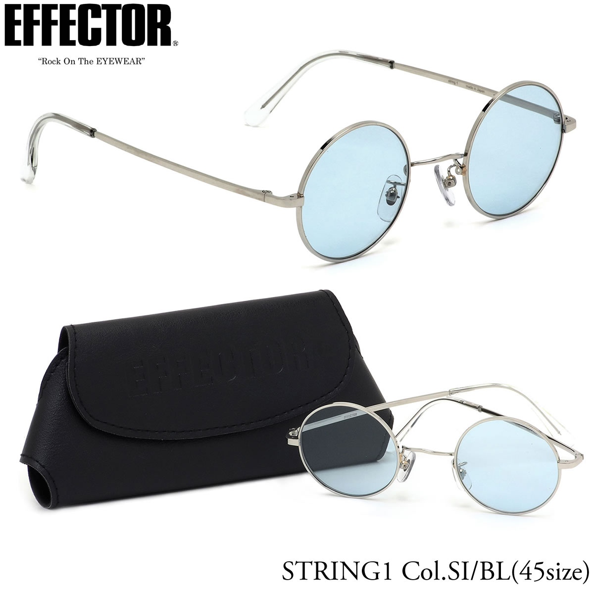 エフェクター EFFECTOR サングラス /STRING1 SI/BL 45サイズ /STRING1 ストリング1 ラウンド サンプラチナ 日本製 /エフェクター EFFECTOR メンズ レディース