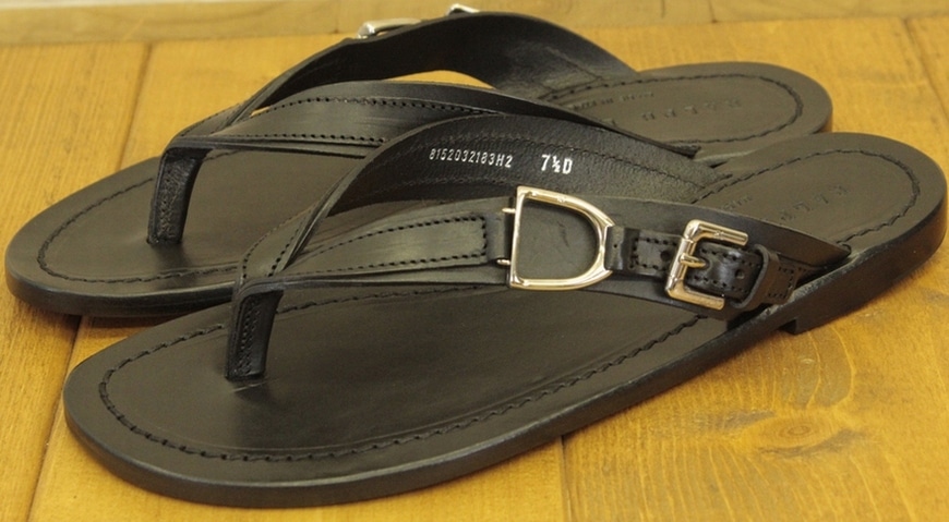 ポロラルフローレン　サンダル　ブラック　革 ポロラルフローレン 黒レザーフラットサンダル POLO RALPH LAUREN