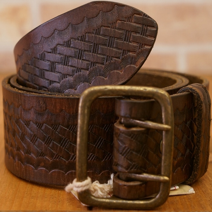 DOUBLE RL ブラウンレザーベルト　RRL サイズ32 RRL ダブルアールエル 茶レザーベルト size