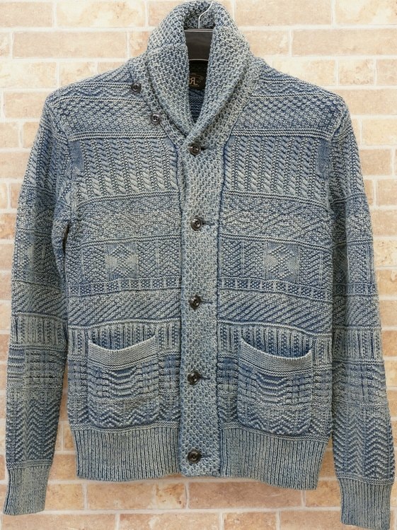 ダブルアールエル) RRL インディゴ コットン ショール カーディガン XS