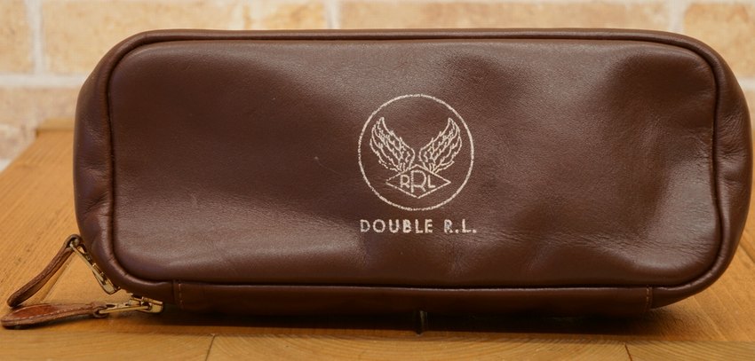 新品未使用 RRL イタリア製 ブラウンレザーケース ビンテージ加工 ダブルアールエル) RRL カービング レザー ハンドメイド アイグラス
