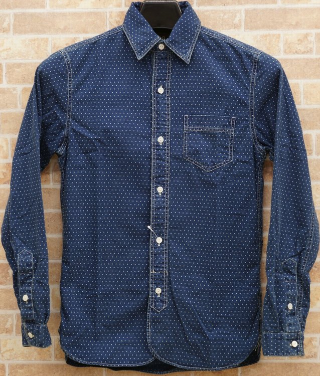 RRL スタードットワークシャツ ダブルアールエル) RRL 本藍染め ポルカドット ワークシャツ Indigo