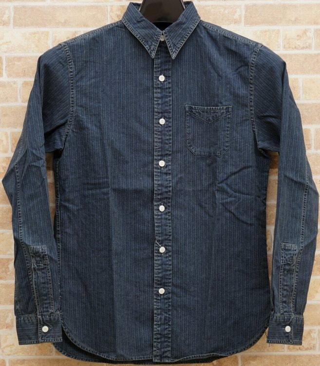 ダブルアールエル) RRL レイルマン インディゴ ストライプ シャツ