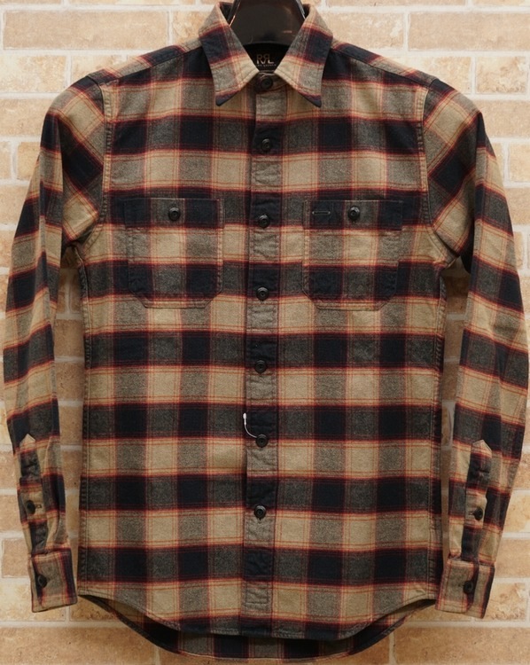 ダブルアールエル) RRL スリムフィット コットン ウール ワークシャツ 