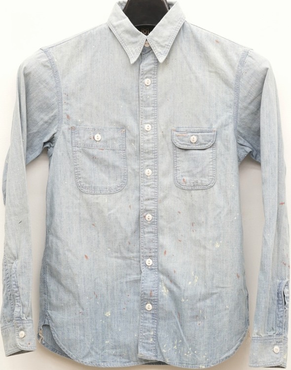 ダブルアールエル) RRL コットン シャンブレー ワークシャツ ペイント  