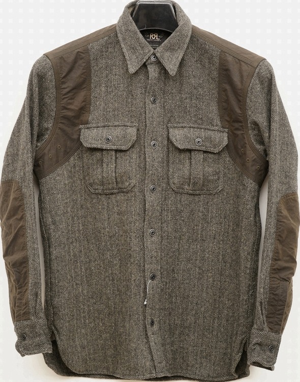 新品*RRL*ヘリンボーン ベースボール シャツ*M*　ダブルアールエル　　 RRL(ダブルアールエル ラルフローレン)ヘリンボーン シャツ