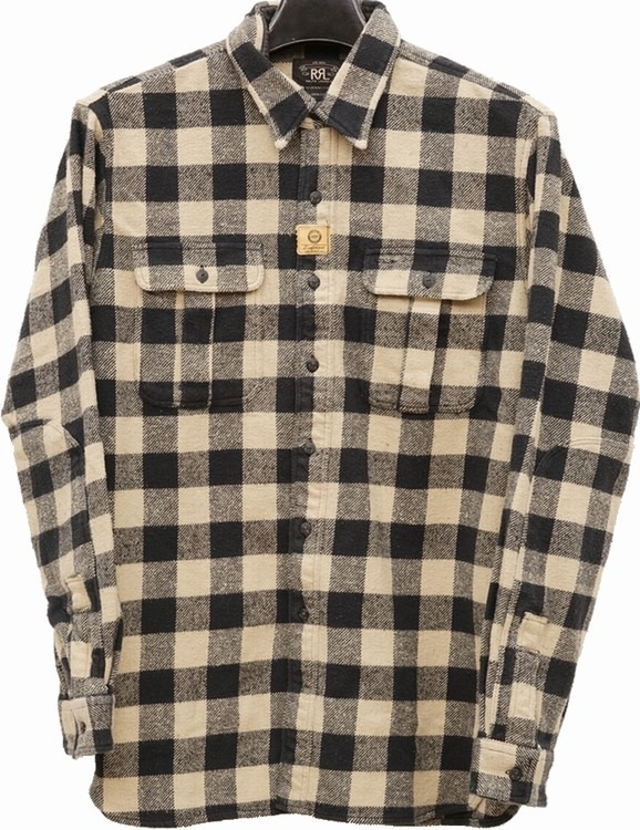 ダブルアールエル) RRL 厚手 チェックド ツイル ワークシャツ 水牛 