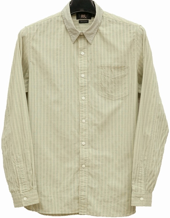 RRL ストライプ チンストシャツ L ダブルアールエル) RRL チンストラップ ストライプ 襟チェック