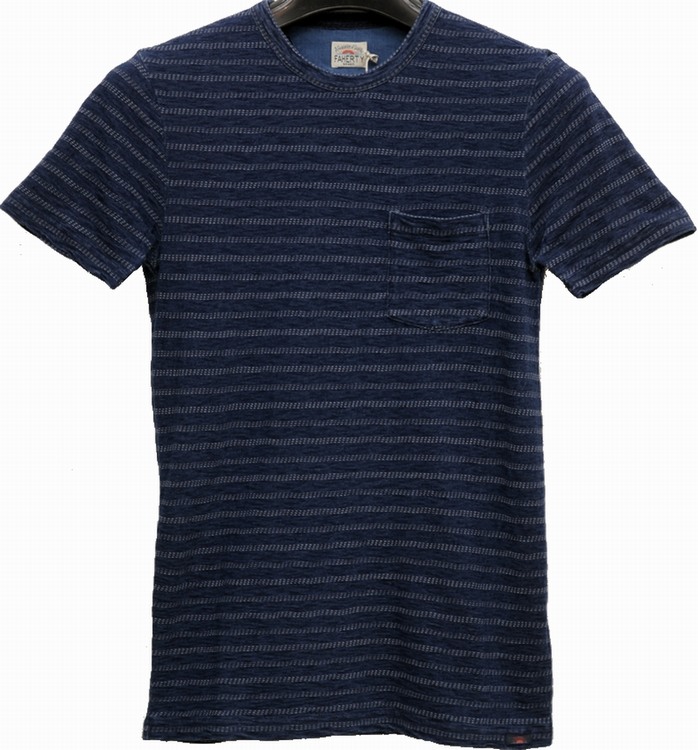 FAHERTY BRAND 本藍染め ボーダー Tシャツ ミディアムインディゴ FAHERTY BRAND (ファリティ ブランド) 本藍染め インディゴ