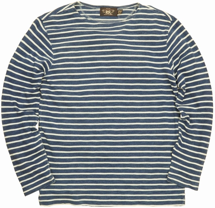RRL インディゴ ストライプ ロング Tシャツ ダブルアールエル) RRL インディゴ ストライプド コットン T