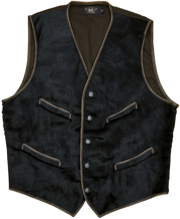 RRL COWHIDE VEST ダブルアールエル ヘアオンハイド レザーベスト ダブルアールエル) RRL イタリアンレザー ヘアオンハイド レザー