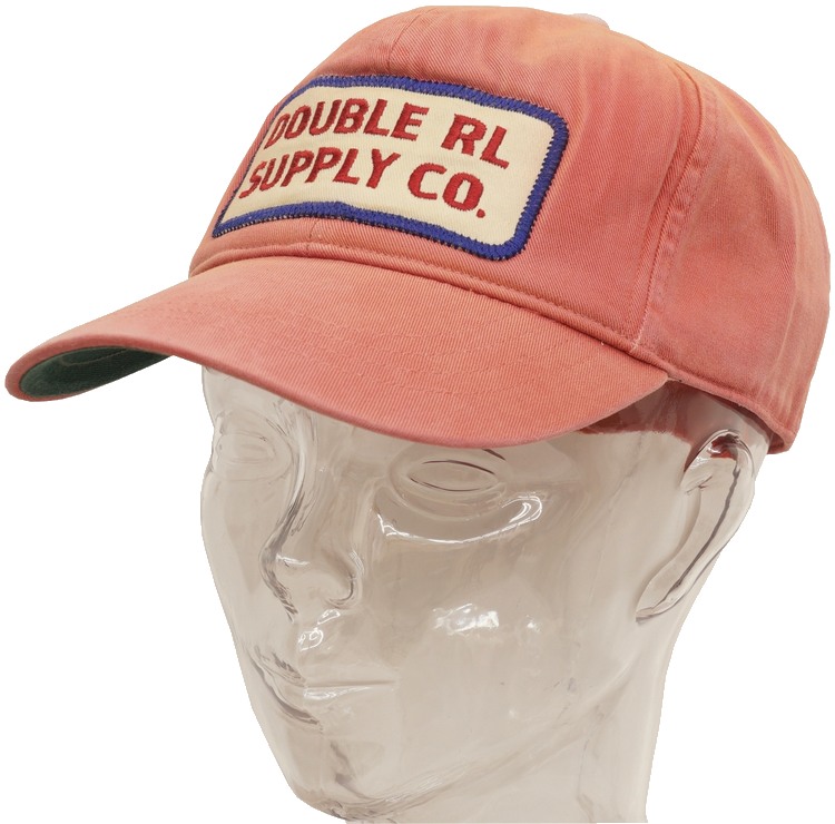 タグ付 RRL トラッカーキャップ レザーベルト ヴィンテージ加工 レッド looponline_mc68386