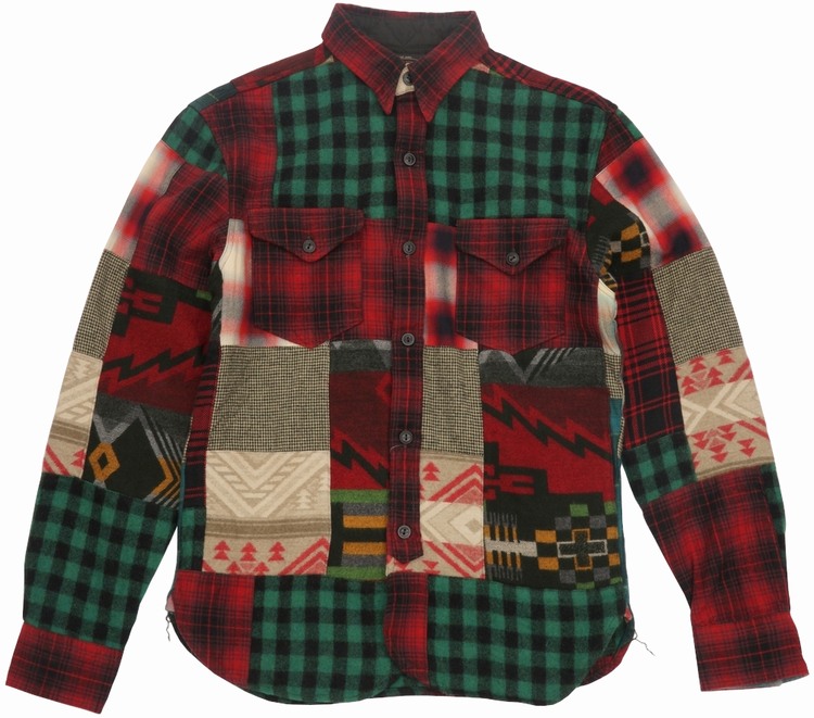 RRL ダブルアールエル バンドカラーシャツ リペア加工 パッチワーク