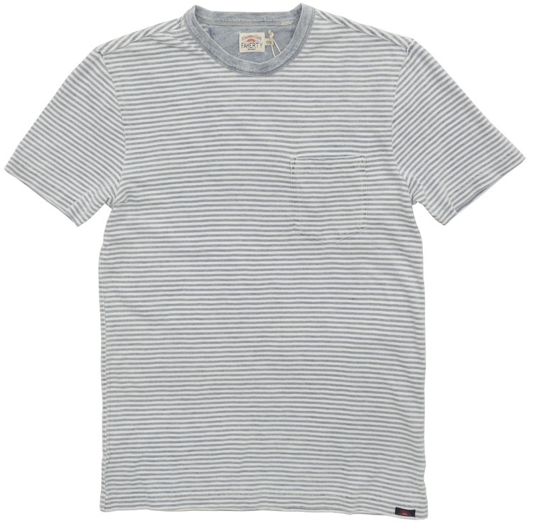FAHERTY BRAND ボーダー Tシャツ ライトウォッシュ インディゴ FAHERTY BRAND (ファリティ ブランド) 本藍染め ボーダー