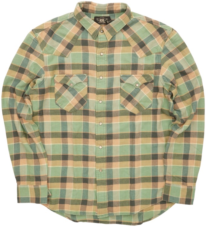 ぼ*ん様 RRL ウエスタンシャツ　オンブレチェック　xs コンチョボタン ぼ*ん様 RRL ウエスタンシャツ オンブレチェック xs コンチョボタン