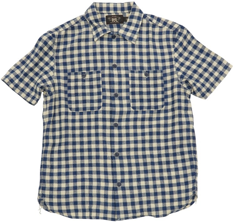 RRL インディゴパッチワーク半袖シャツ　M ダブルアールエル RRL インディゴパッチワーク半袖シャツ M ダブルアールエル