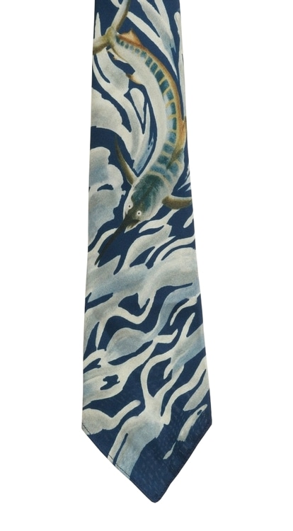 ダブルアールエル) RRL ハンドメイド シルク ブルーマーリン ネクタイ