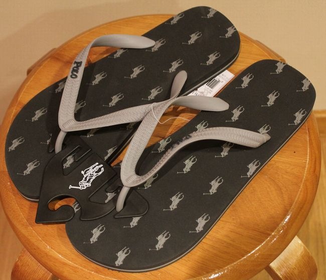 ラルフローレン / Ralph Lauren ポニー ビーチサンダル グレー 9