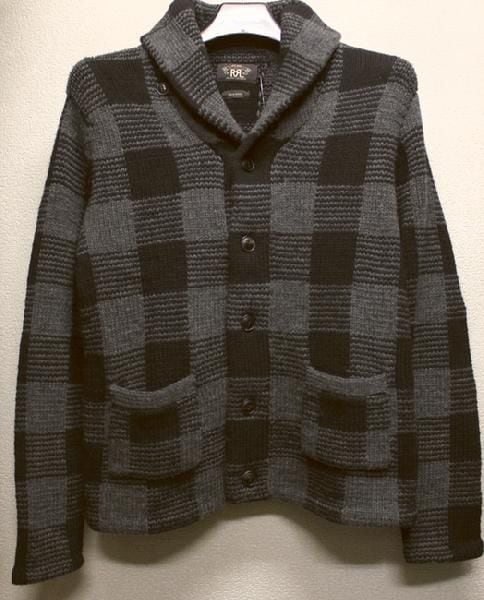 RRL / ダブルアールエル ウール ショールカラー カーディガン ブラック