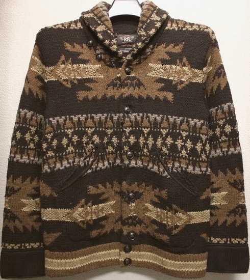 RRL / ダブルアールエル ハンドニット ネイティブ 柄 カーディガン