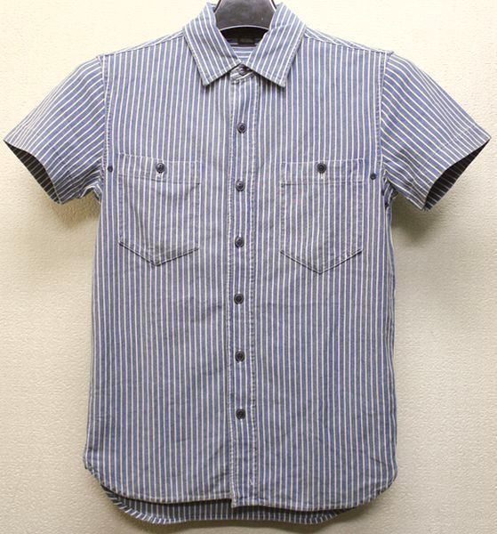 RRL(ダブルアールエル) インディゴ染め 半袖 ストライプシャツ