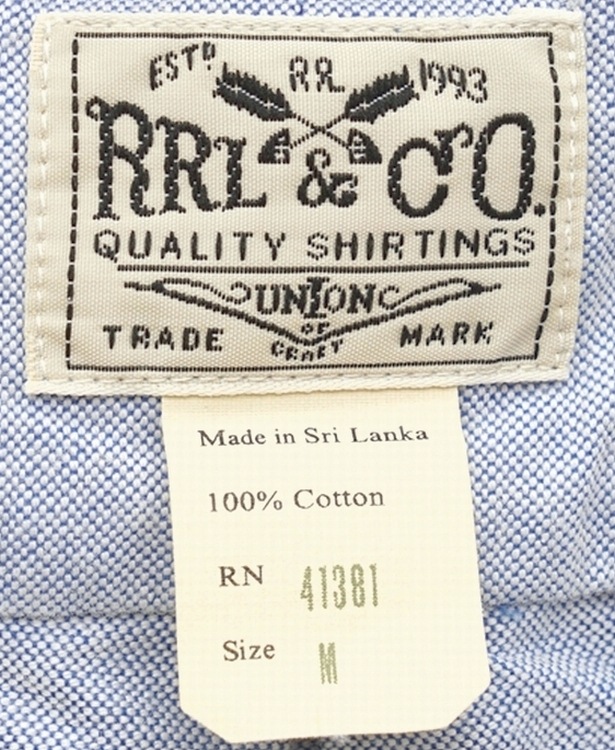 (���֥륢���륨��) RRL ���åȥ� �ܥ�������� ���å����ե����� ����� �֥롼 ��� Cotton Oxford Shirt