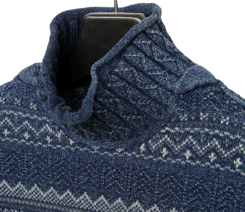 (֥륢륨) RRL ǥ åͥå  ˥å   Indigo Fair Isle Mock Neck Sweater