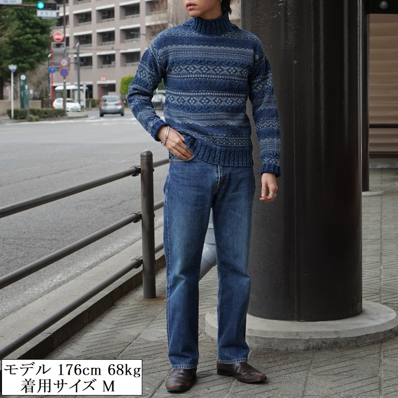 (֥륢륨) RRL ǥ åͥå  ˥å   Indigo Fair Isle Mock Neck Sweater