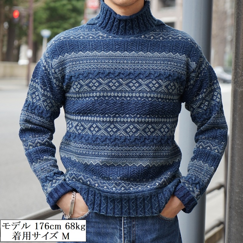 (֥륢륨) RRL ǥ åͥå  ˥å   Indigo Fair Isle Mock Neck Sweater