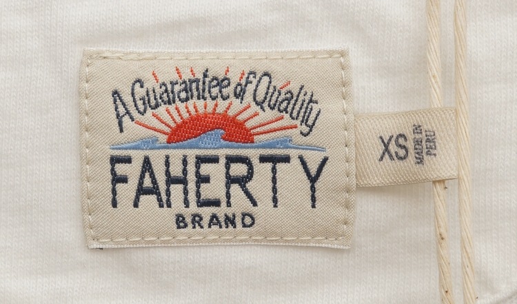 FAHERTY BRAND (�ե���ƥ� �֥���) �ϥ�ɥڥ���� �ݥ��å� T����� ������ �ץ��� �ۥ磻�� ��� Surf Stripe Pocket Tee