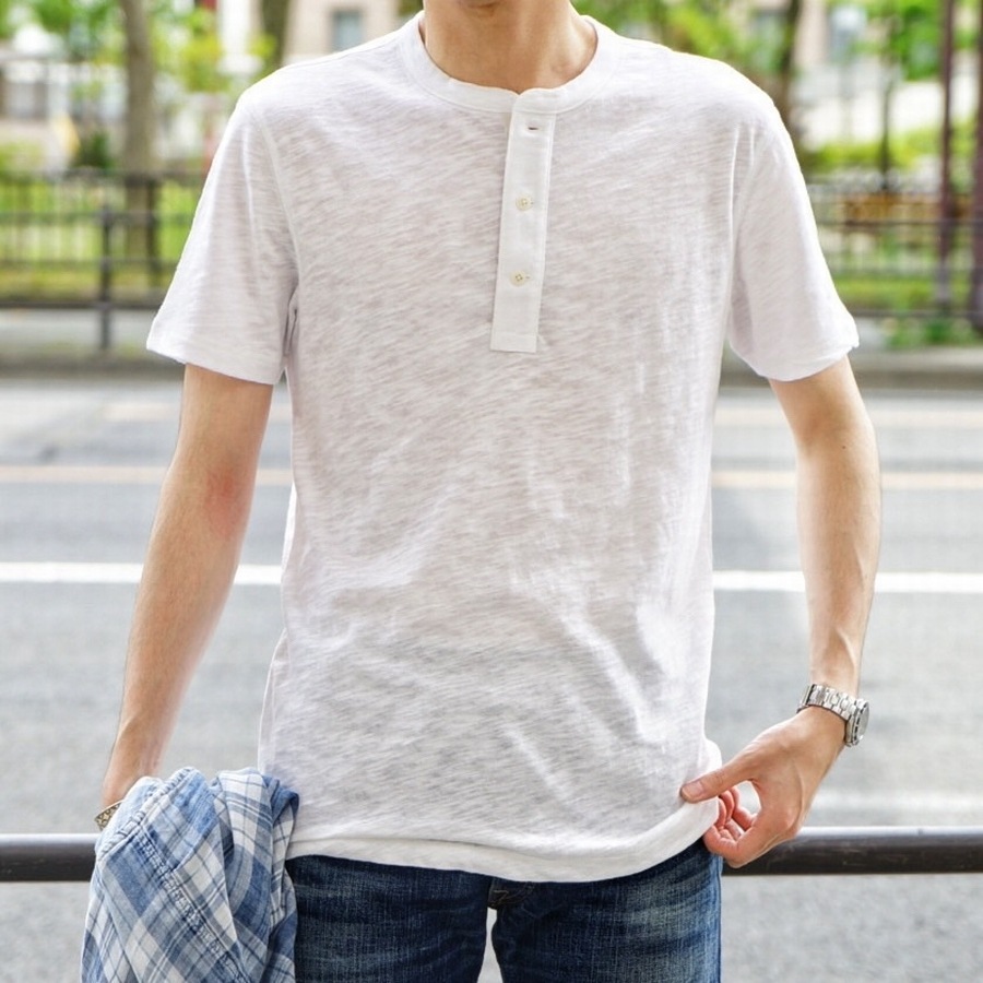 FAHERTY BRAND (եƥ ֥) Ⱦµ إ꡼ ۥ磻 ŷܥ  Short Sleeve Heather Henley White