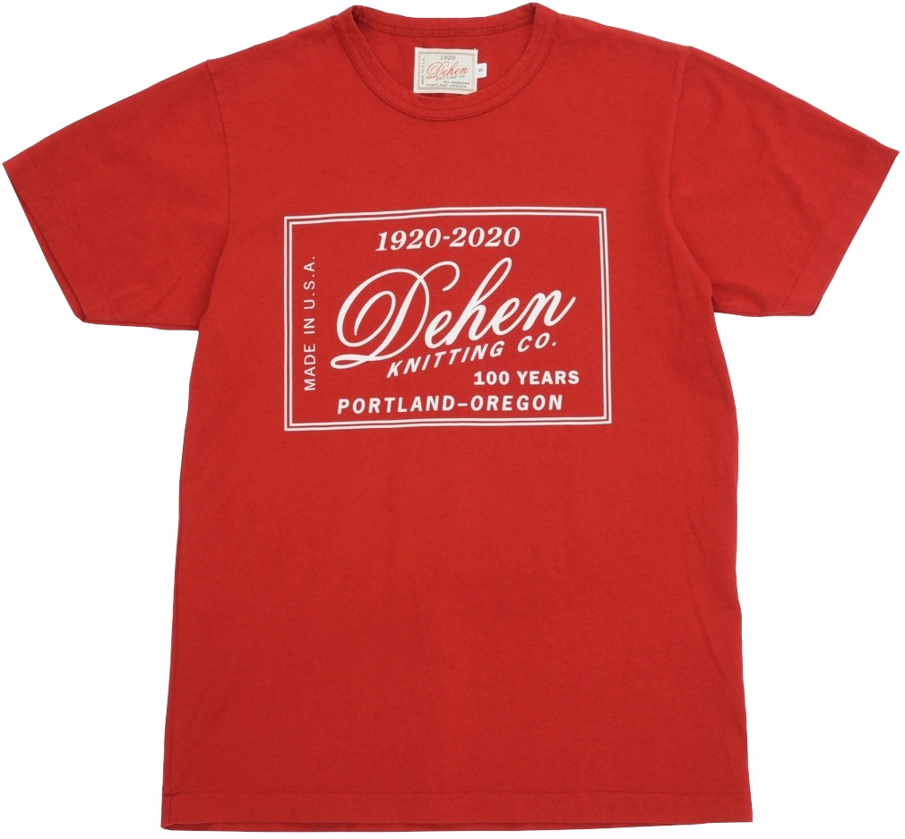 Dehen 1920(�ǡ��إ�) �϶�100��ǯ �����ǥ� �����꡼��ץ��� T����� ��å� ����ꥫ�� ��� 100 Year Anniversary Single Label Tee Red