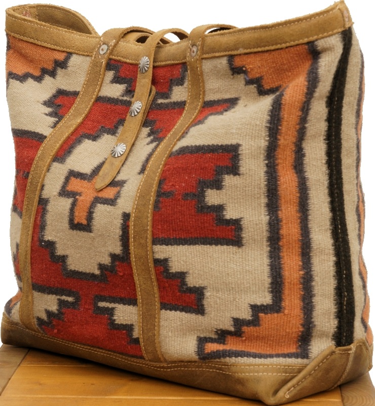 (���֥륢���륨��) RRL �ͥ��ƥ����� �饰 x �����ϥ��� �ȡ��ȥХå� Hand Woven Rug Cowhide Tote