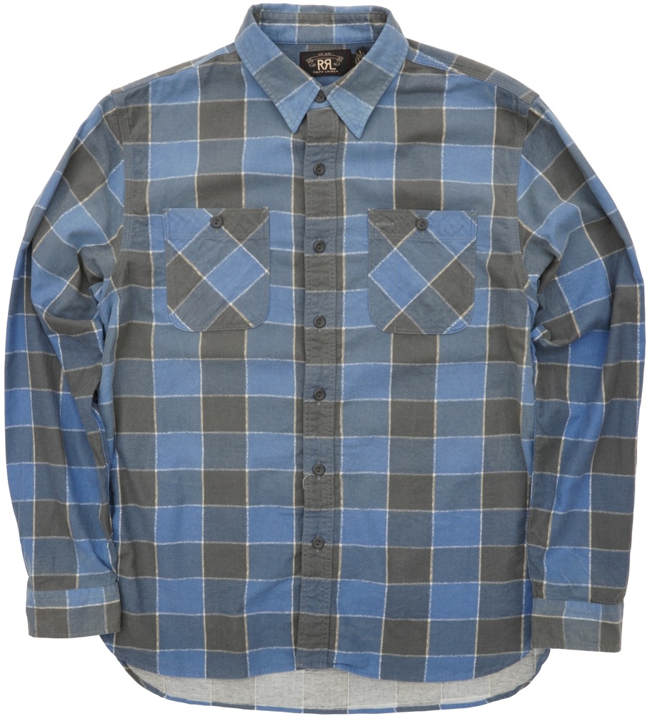 (���֥륢���륨��) RRL �ץ�å� ���åȥ� Farrel �������� �֥롼 x ���㥳���� ��� Plaid Cotton Workshirt Blue Grey