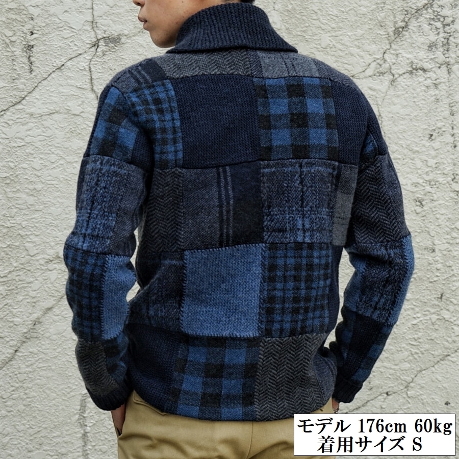 (���֥륢���륨��) RRL ����ǥ��� �ѥå���� �����ǥ����� �������� �����ߥ� �֥��� ��� Indigo Patchwork Cardigan