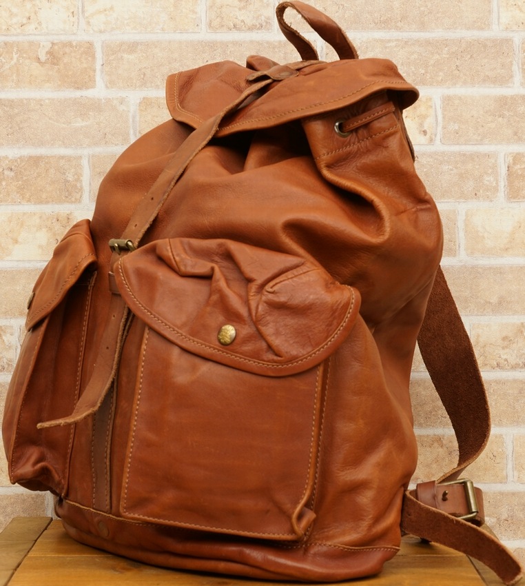 (���֥륢���륨��) RRL Riley �쥶�� ���å����å� ���� Leather Rucksack Tan