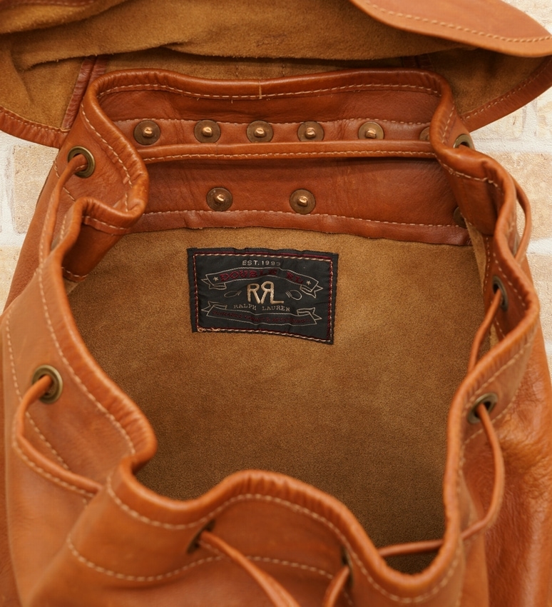(���֥륢���륨��) RRL Riley �쥶�� ���å����å� ���� Leather Rucksack Tan