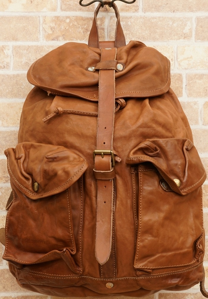 (���֥륢���륨��) RRL Riley �쥶�� ���å����å� ���� Leather Rucksack Tan