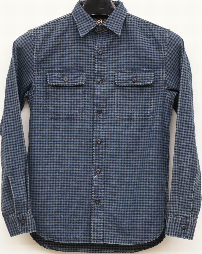 ダブルアールエル) RRL 本藍染め コットン プラッド ワークシャツ 