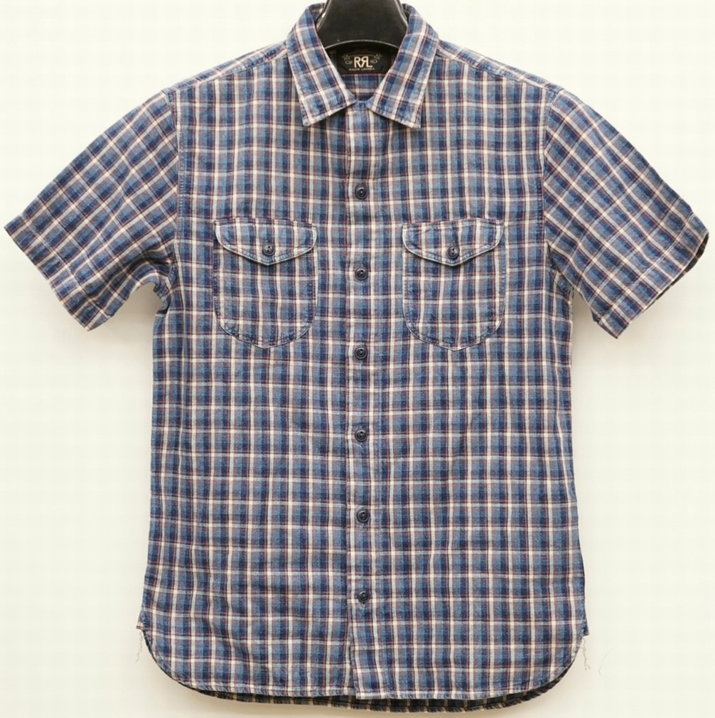 RRL 半袖シャツ　チェック ダブルアールエル) RRL 本藍染め 半袖 チェック シャツ