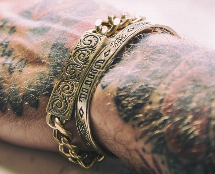 LHN Jewelry(���륨�������� ���奨�꡼) �ϥ�ɥᥤ�� �ڥ����꡼ ID �֥쥹��å� ����� Paisley ID Bracelet Brass