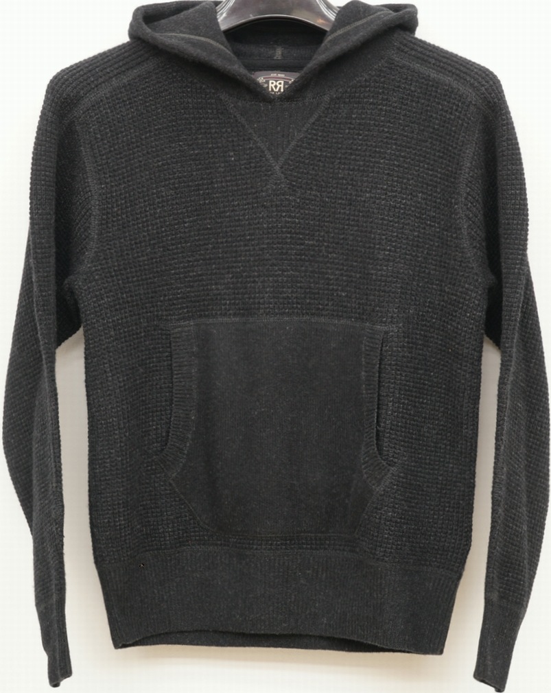 ダブルアールエル) RRL カシミア ワッフル ニット フーディー ブラック 