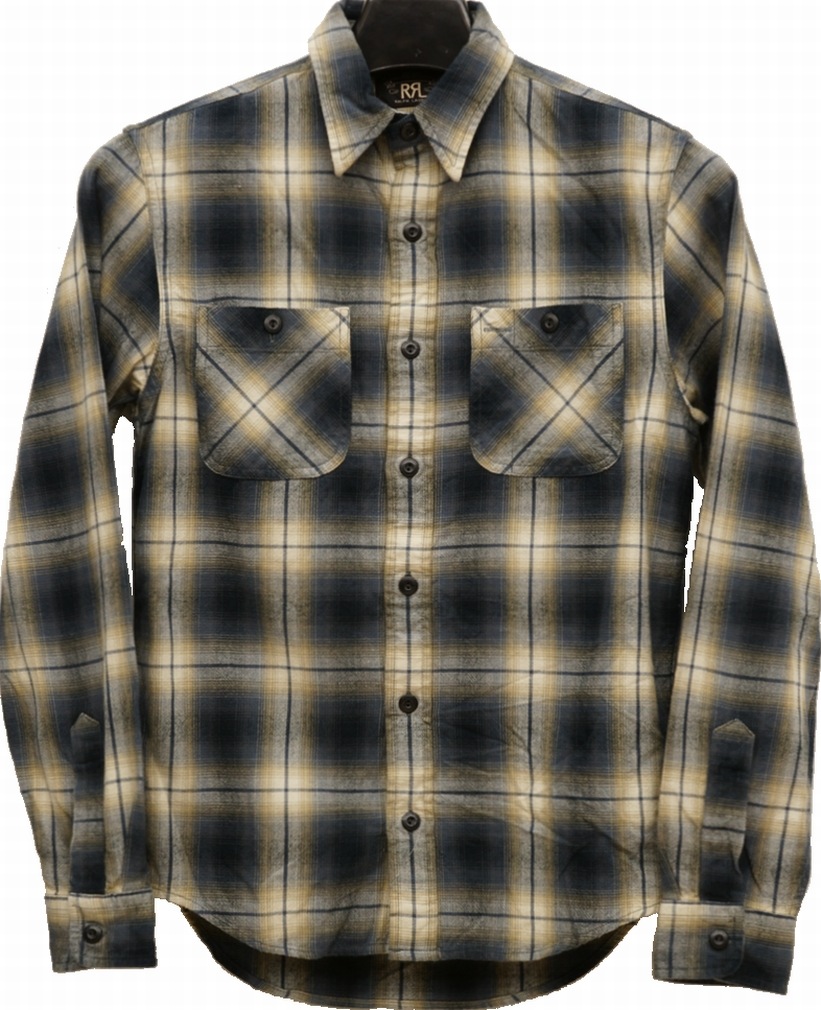 ダブルアールエル) RRL プラッド コットン ワークシャツ メンズ Plaid